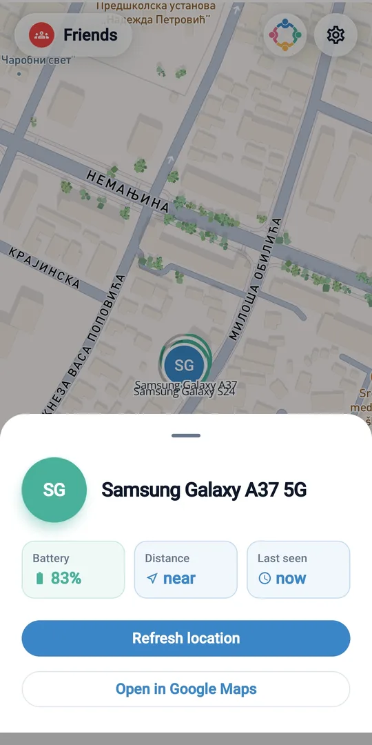 Member detail with battery and distance